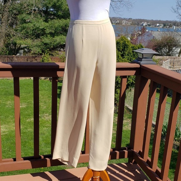 GIORGIO ARMANI Cream Pants Suit BARBIECORE Silk Blazer Borgo 21 Set Womens 8 - Picture 6 of 16